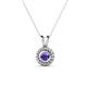 1 - Juliya 4.00 mm Round Iolite Rope Edge Bezel Set Solitaire Pendant Necklace 