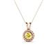 1 - Juliya 4.00 mm Round Yellow Sapphire Rope Edge Bezel Set Solitaire Pendant Necklace 