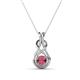1 - Amanda 4.00 mm Round Rhodolite Garnet Solitaire Infinity Love Knot Pendant Necklace 