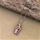 2 - Evana 7x5 mm Emerald Cut Pink Sapphire and Round Diamond Accent Ribbon Pendant Necklace 