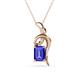 1 - Evana 7x5 mm Emerald Cut Tanzanite and Round Diamond Accent Ribbon Pendant Necklace 