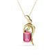 1 - Evana 7x5 mm Emerald Cut Pink Tourmaline and Round Diamond Accent Ribbon Pendant Necklace 