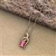2 - Evana 7x5 mm Emerald Cut Pink Tourmaline and Round Diamond Accent Ribbon Pendant Necklace 