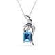 1 - Evana 7x5 mm Emerald Cut Blue Topaz and Round Diamond Accent Ribbon Pendant Necklace 