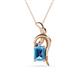1 - Evana 7x5 mm Emerald Cut Blue Topaz and Round Diamond Accent Ribbon Pendant Necklace 