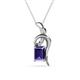 1 - Evana 7x5 mm Emerald Cut Iolite and Round Diamond Accent Ribbon Pendant Necklace 