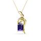 1 - Evana 7x5 mm Emerald Cut Iolite and Round Diamond Accent Ribbon Pendant Necklace 