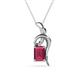 1 - Evana 7x5 mm Emerald Cut Rhodolite Garnet and Round Diamond Accent Ribbon Pendant Necklace 