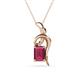 1 - Evana 7x5 mm Emerald Cut Rhodolite Garnet and Round Diamond Accent Ribbon Pendant Necklace 