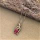 2 - Evana 7x5 mm Emerald Cut Rhodolite Garnet and Round Diamond Accent Ribbon Pendant Necklace 