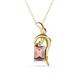 1 - Evana 7x5 mm Emerald Cut Morganite and Round Diamond Accent Ribbon Pendant Necklace 