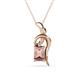 1 - Evana 7x5 mm Emerald Cut Morganite and Round Diamond Accent Ribbon Pendant Necklace 