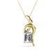 1 - Evana 7x5 mm Emerald Cut and Round Diamond Accent Ribbon Pendant Necklace 