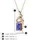 3 - Evana 7x5 mm Emerald Cut Tanzanite and Round Diamond Accent Ribbon Pendant Necklace 