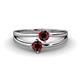 1 - Ria 0.64 ctw (4.00 mm) Round Red Garnet Split Shank 2 Stone Engagement Ring 