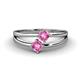1 - Ria 0.53 ctw (4.00 mm) Round Pink Sapphire Split Shank 2 Stone Engagement Ring 