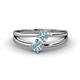 1 - Ria 0.40 ctw (4.00 mm) Round Aquamarine Split Shank 2 Stone Engagement Ring 
