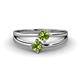 1 - Ria 0.63 ctw (4.00 mm) Round Peridot Split Shank 2 Stone Engagement Ring 