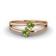 1 - Ria 0.63 ctw (4.00 mm) Round Peridot Split Shank 2 Stone Engagement Ring 