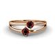 1 - Ria 0.64 ctw (4.00 mm) Round Red Garnet Split Shank 2 Stone Engagement Ring 