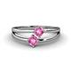 1 - Ria 0.53 ctw (4.00 mm) Round Pink Sapphire Split Shank 2 Stone Engagement Ring 