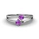 1 - Ria 0.40 ctw (4.00 mm) Round Amethyst Split Shank 2 Stone Engagement Ring 