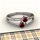 2 - Ria 0.64 ctw (4.00 mm) Round Red Garnet Split Shank 2 Stone Engagement Ring 