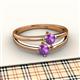 2 - Ria 0.40 ctw (4.00 mm) Round Amethyst Split Shank 2 Stone Engagement Ring 