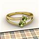 2 - Ria 0.63 ctw (4.00 mm) Round Peridot Split Shank 2 Stone Engagement Ring 