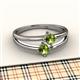 2 - Ria 0.63 ctw (4.00 mm) Round Peridot Split Shank 2 Stone Engagement Ring 