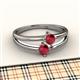 2 - Ria 0.53 ctw (4.00 mm) Round Ruby Split Shank 2 Stone Engagement Ring 
