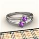 2 - Ria 0.40 ctw (4.00 mm) Round Amethyst Split Shank 2 Stone Engagement Ring 