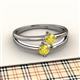 2 - Ria 0.53 ctw (4.00 mm) Round Yellow Sapphire Split Shank 2 Stone Engagement Ring 