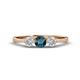 1 - Shirley 5.00 mm Round Blue Diamond and Forever Brilliant Moissanite Three Stone Engagement Ring 