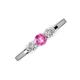 3 - Shirley 5.00 mm Round Lab Created Pink Sapphire and Forever One Moissanite Three Stone Engagement Ring 