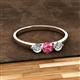 2 - Shirley 5.00 mm Round Pink Tourmaline and Forever One Moissanite Three Stone Engagement Ring 