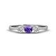 1 - Shirley 5.00 mm Round Iolite and Forever Brilliant Moissanite Three Stone Engagement Ring 