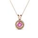 1 - Juliya 5.00 mm Round Lab Created Pink Sapphire Rope Edge Bezel Set Solitaire Pendant Necklace 