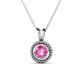 1 - Juliya 6.00 mm Round Pink Sapphire Rope Edge Bezel Set Solitaire Pendant Necklace 