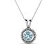 1 - Juliya 6.50 mm Round Aquamarine Rope Edge Bezel Set Solitaire Pendant Necklace 