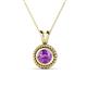 1 - Juliya 6.50 mm Round Amethyst Rope Edge Bezel Set Solitaire Pendant Necklace 