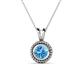 1 - Juliya 6.50 mm Round Blue Topaz Rope Edge Bezel Set Solitaire Pendant Necklace 