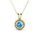 1 - Juliya 6.50 mm Round Blue Topaz Rope Edge Bezel Set Solitaire Pendant Necklace 