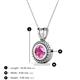 3 - Juliya 6.00 mm Round Pink Sapphire Rope Edge Bezel Set Solitaire Pendant Necklace 