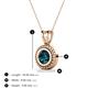 3 - Juliya 6.50 mm Round Blue Diamond Rope Edge Bezel Set Solitaire Pendant Necklace 