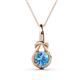 1 - Caron 6.50 mm Round Blue Topaz Solitaire Love Knot Pendant Necklace 