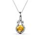 1 - Caron 6.50 mm Round Citrine Solitaire Love Knot Pendant Necklace 