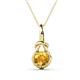 1 - Caron 6.50 mm Round Citrine Solitaire Love Knot Pendant Necklace 