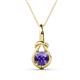 1 - Caron 6.50 mm Round Iolite Solitaire Love Knot Pendant Necklace 