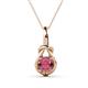 1 - Caron 6.50 mm Round Rhodolite Garnet Solitaire Love Knot Pendant Necklace 